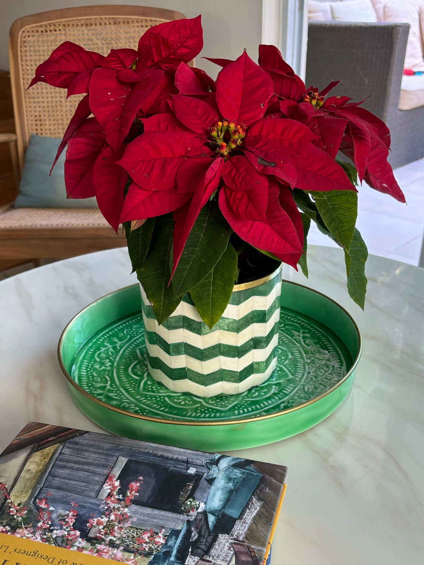 Bone-Inlay Planter - Green