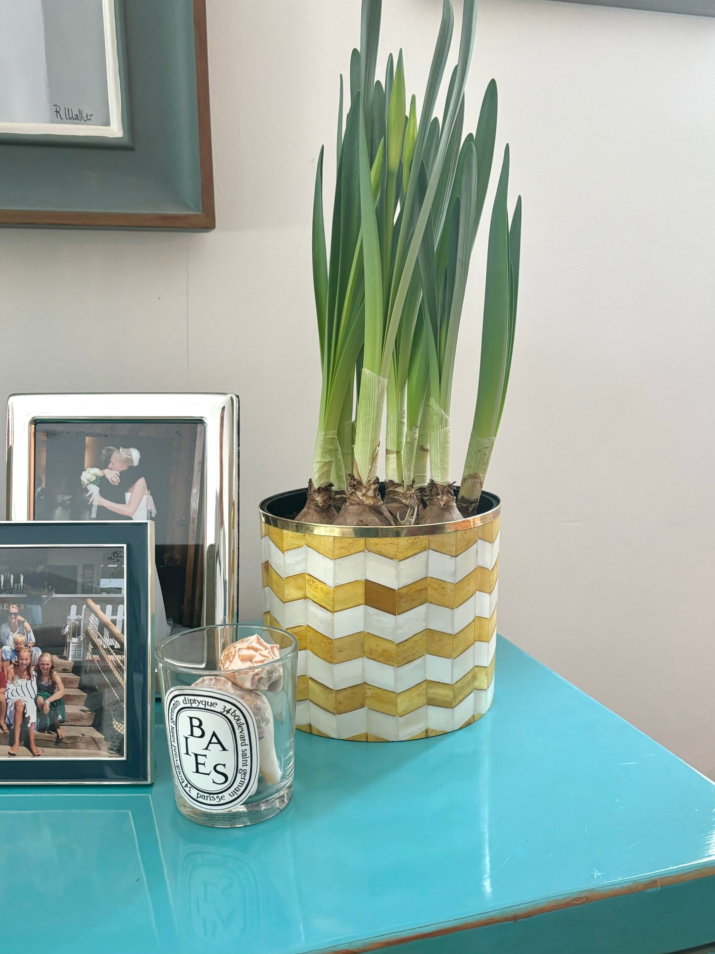 Bone-Inlay Planter - Yellow