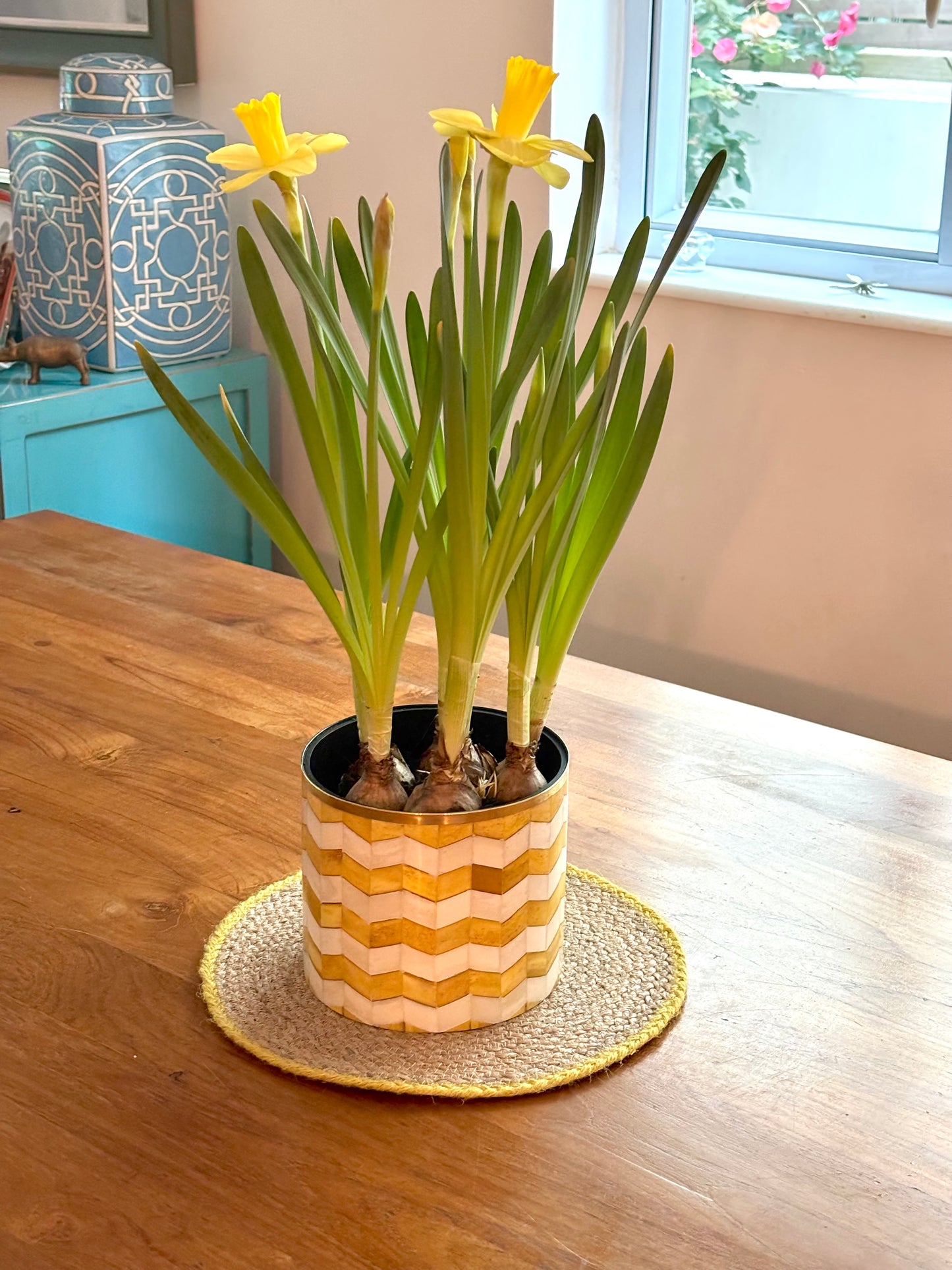 Bone-Inlay Planter - Yellow