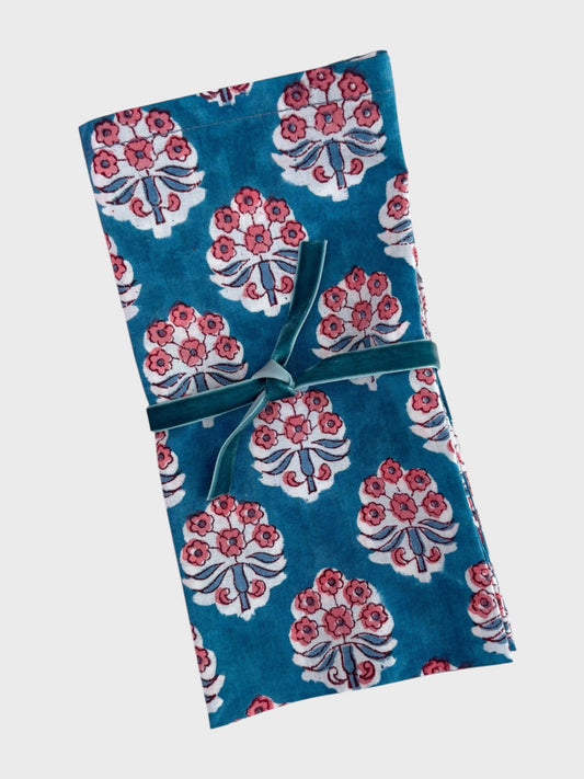 Camellia Block Printed Napkins - Set of 4
