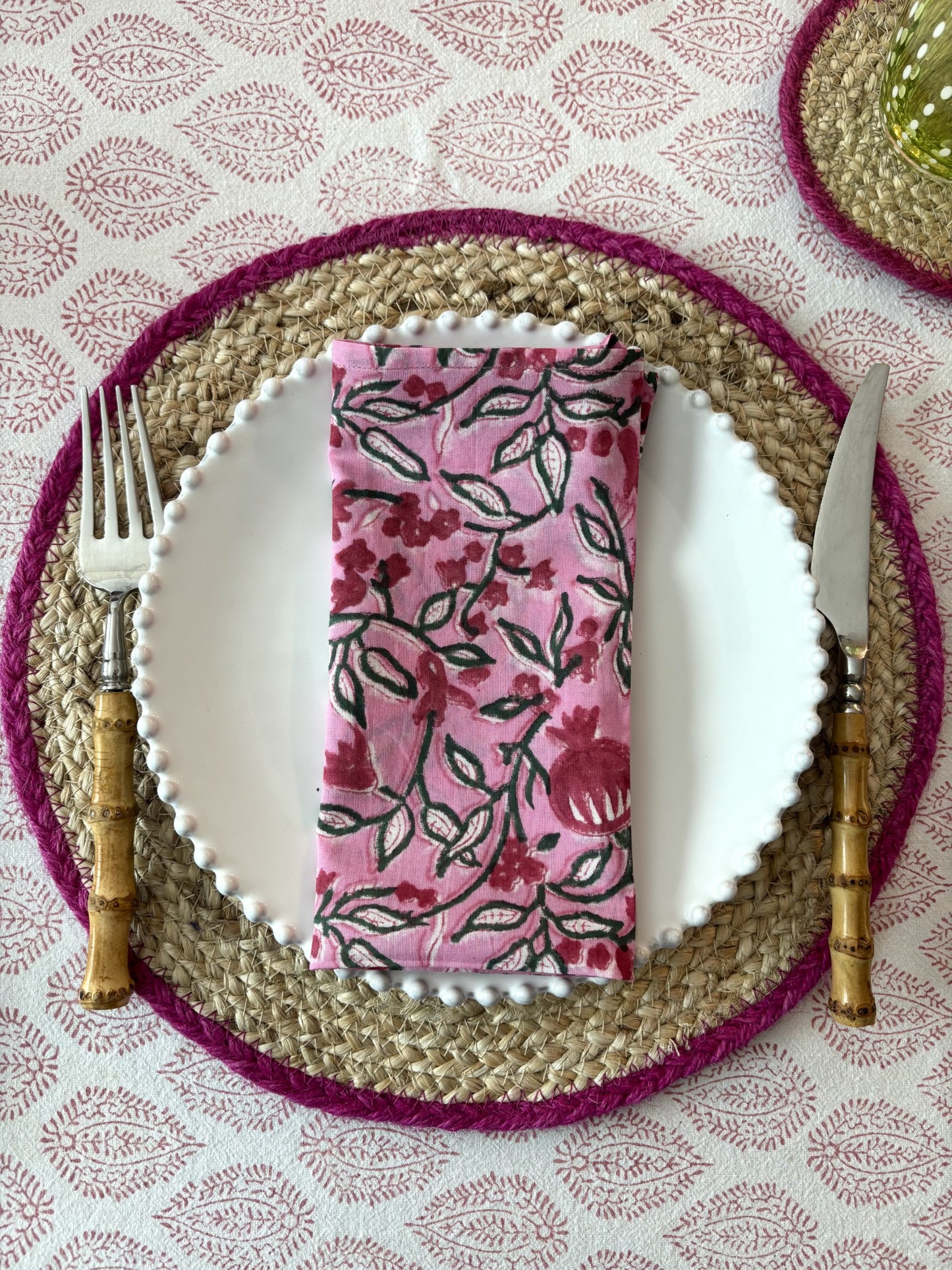 Pomegranate Block Printed Napkins - Set of 4