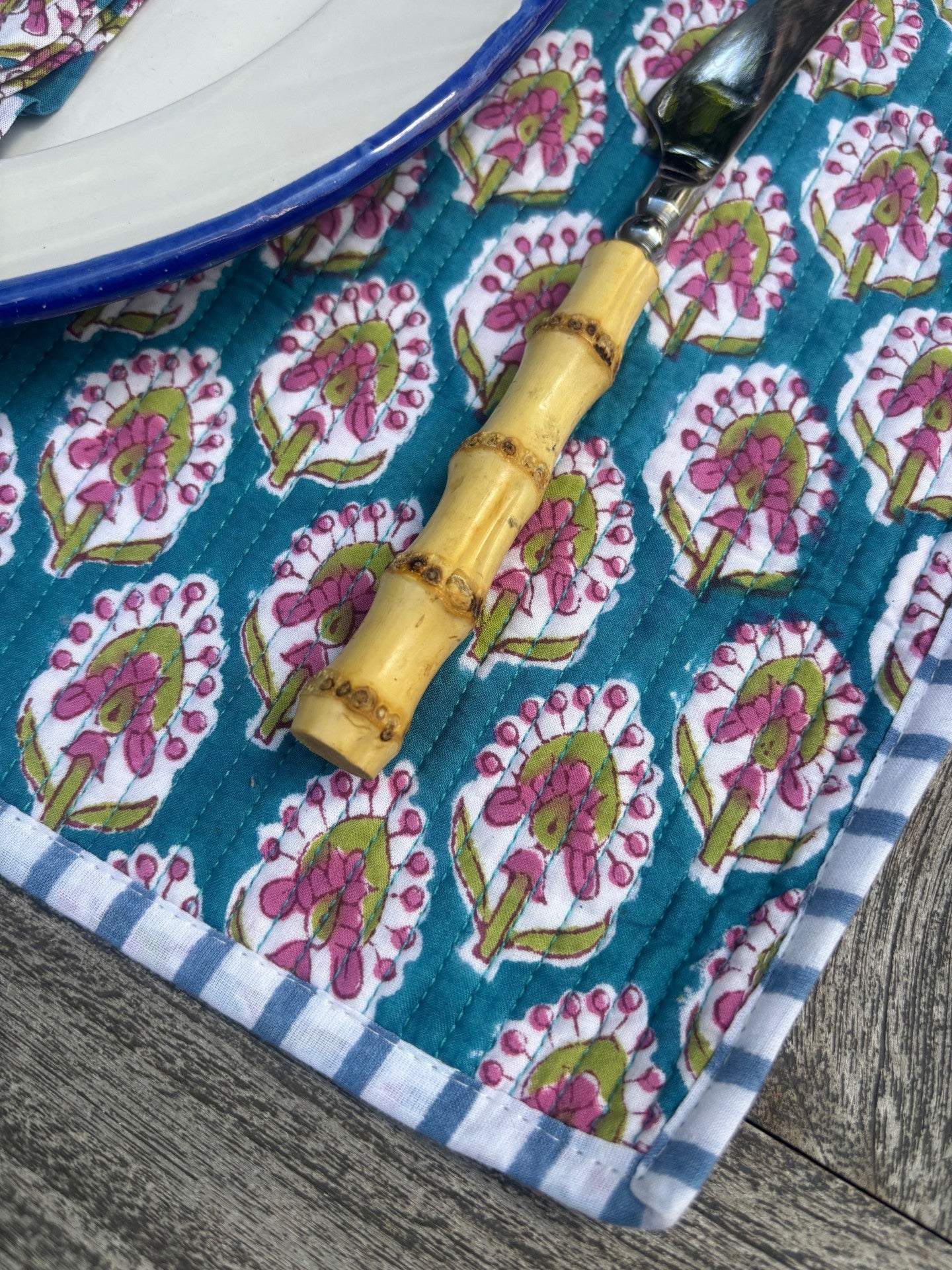 Azalea Block Printed Placemats - Set of 4