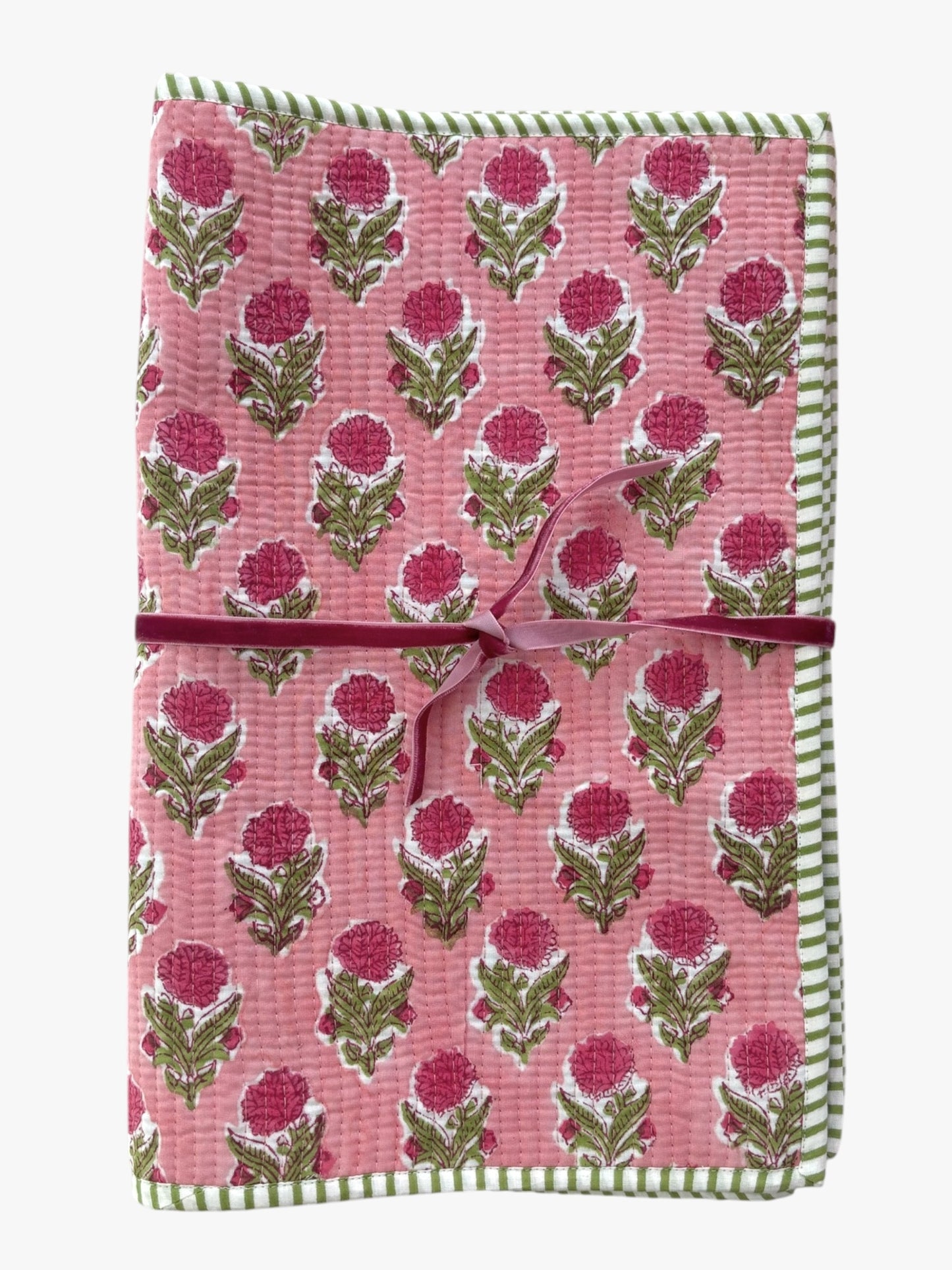 Pink Marigold Block Printed Placemats - Set of 4