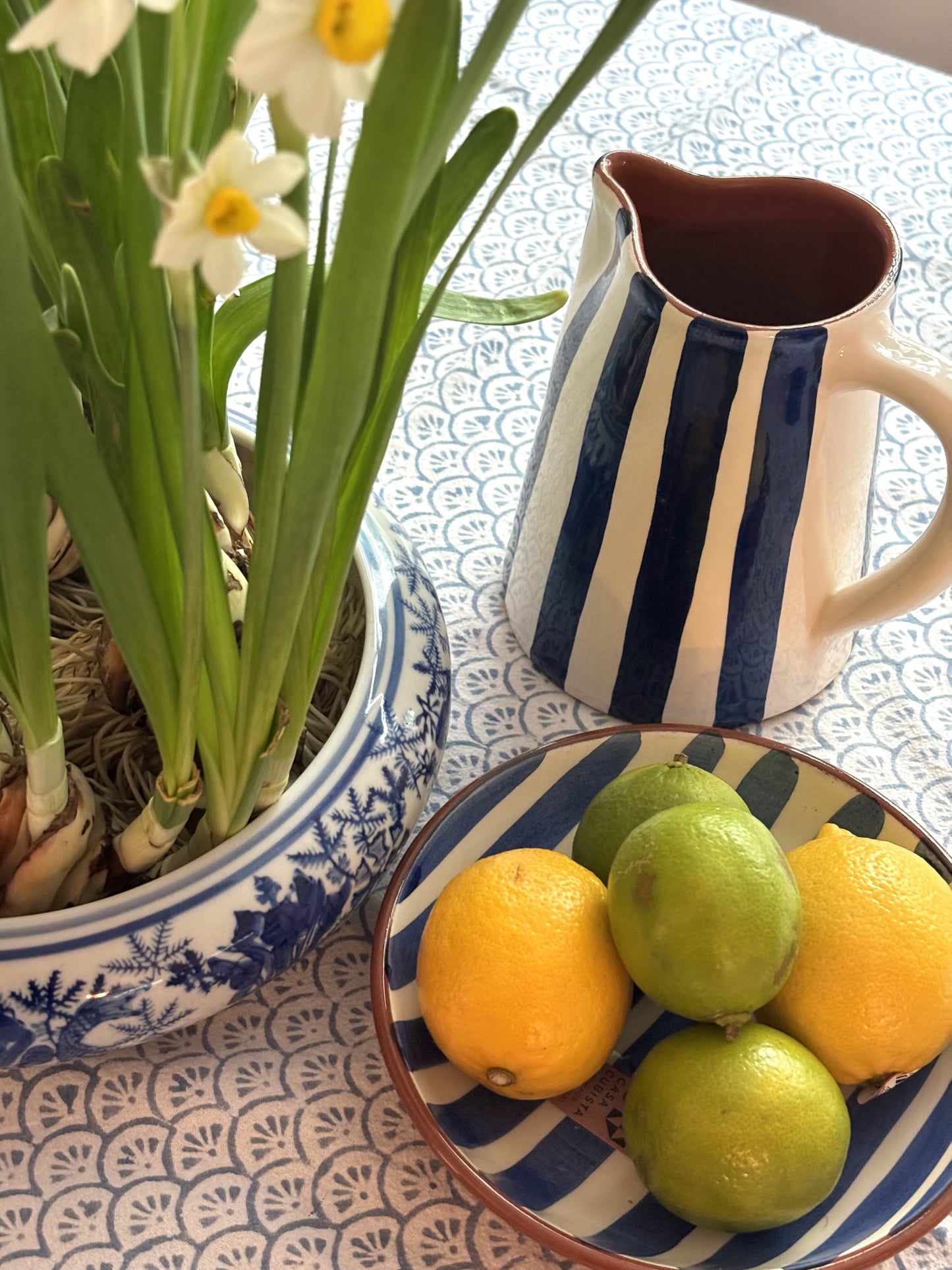 Medium Bold Stripe Jug - Blue