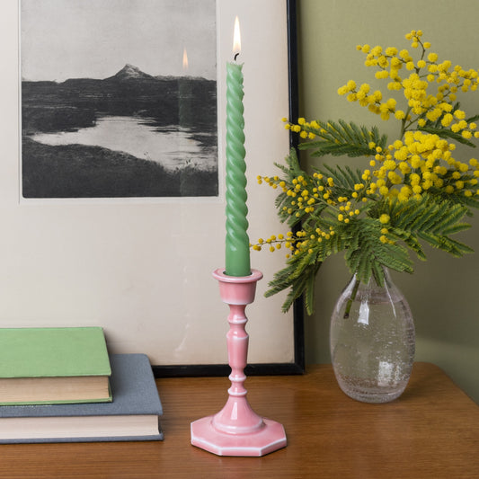 Enamel Candlestick (13cm) - Pink