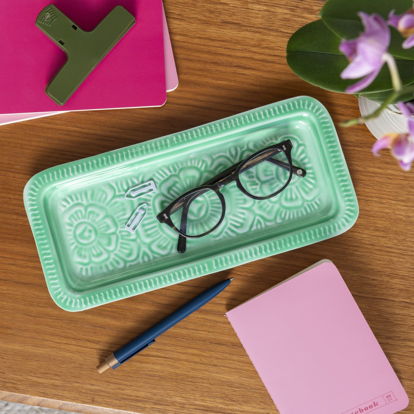 Enamel Trinket Tray - Green