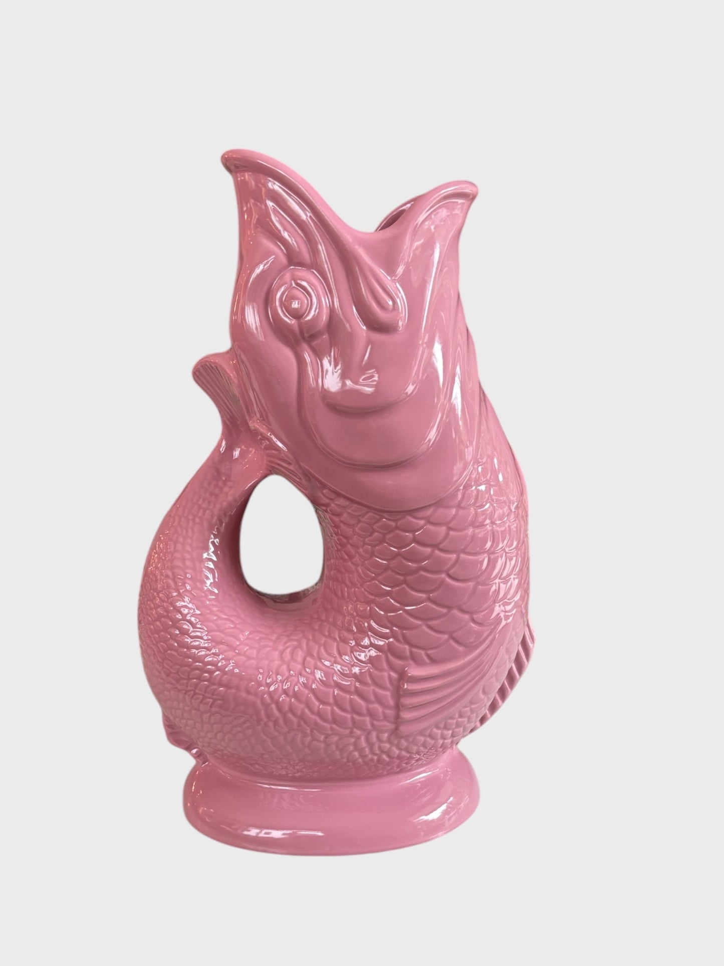 A pink gluggle jug