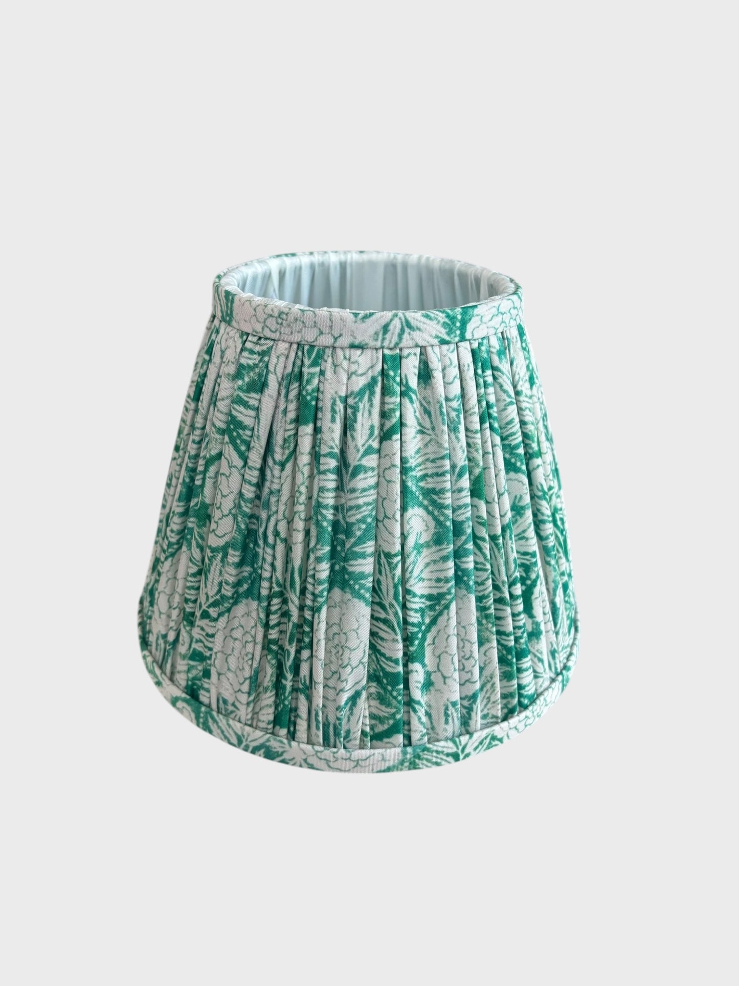 Rechargeable Table Lamp With Pleated Green Floral Shade