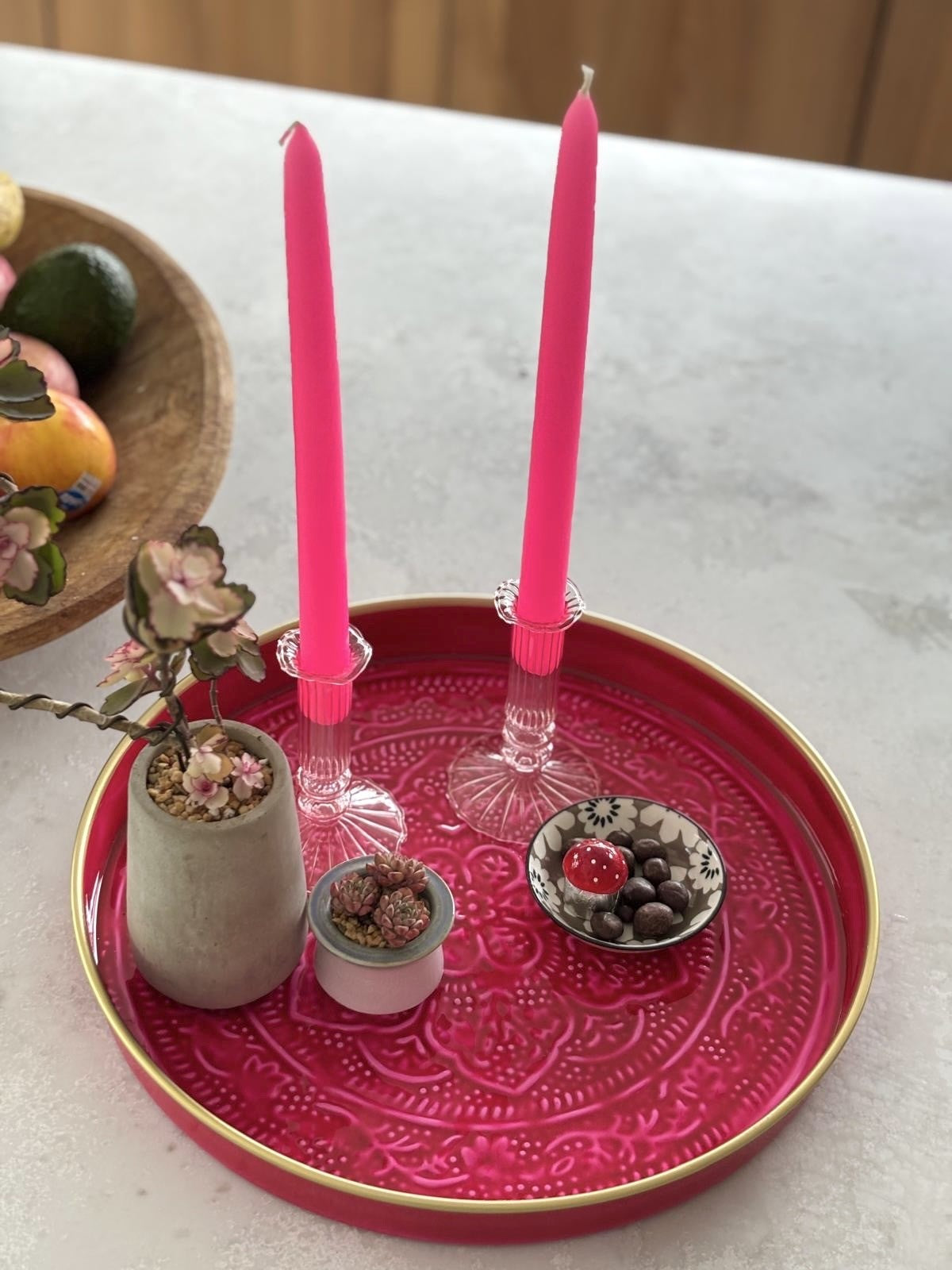 Medium Enamel Tray - Cerise