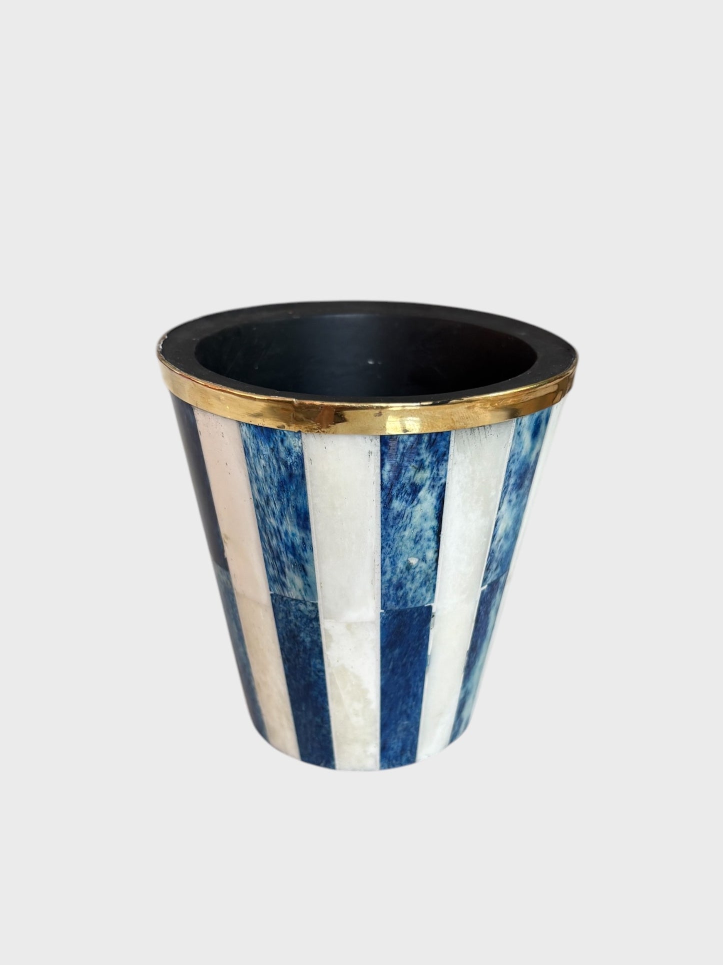 Mini Bone Inlay Pot - Blue Stripe