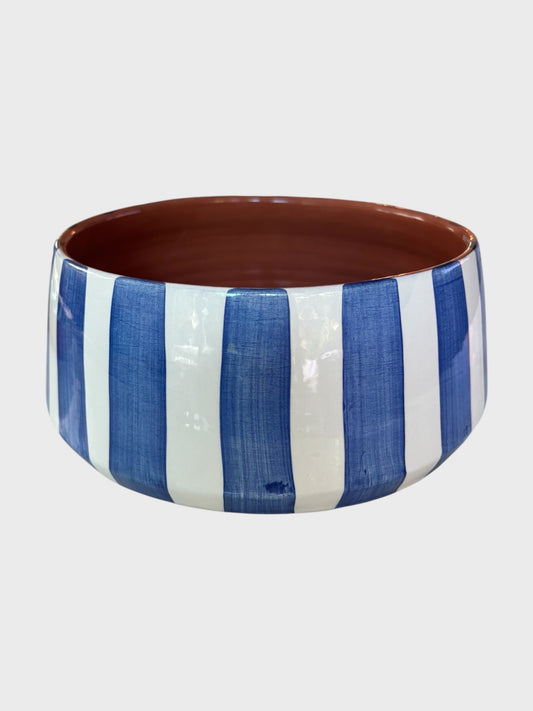 Large Striped Salad Bowl - Blue