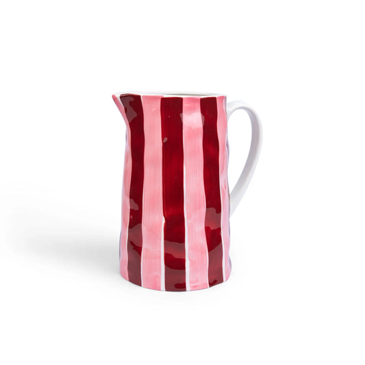 Large Jug - Burgundy & Pink Stripes