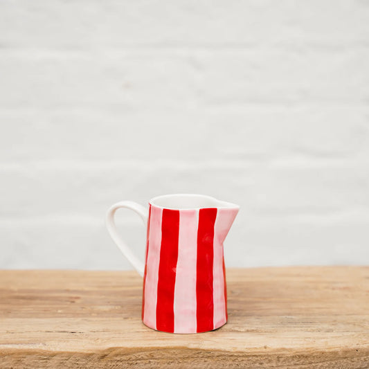 Milk Jug - Pink & Red Stripes