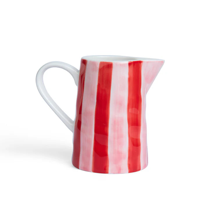 Milk Jug - Pink & Red Stripes