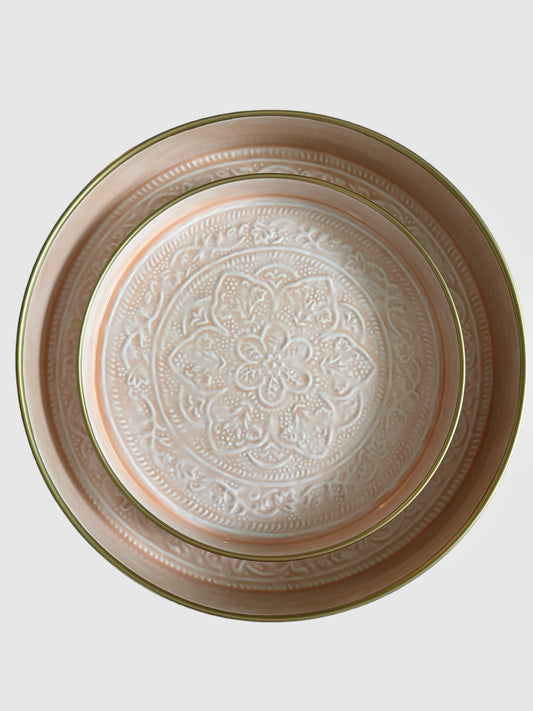 Set of 2 Enamel Trays - Light Pink