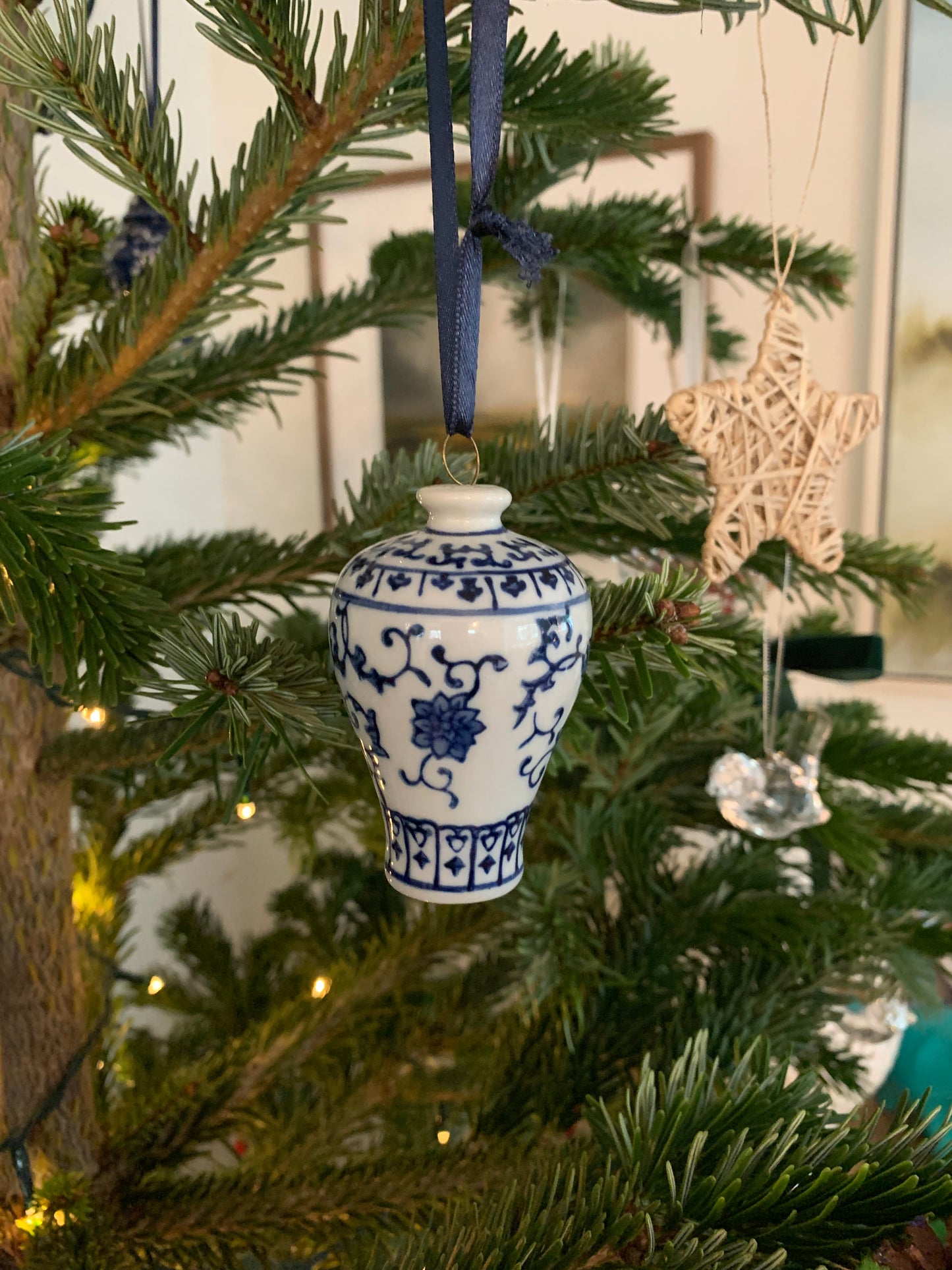 Mini Blue and White Ginger Jar Ornaments - Set of 6