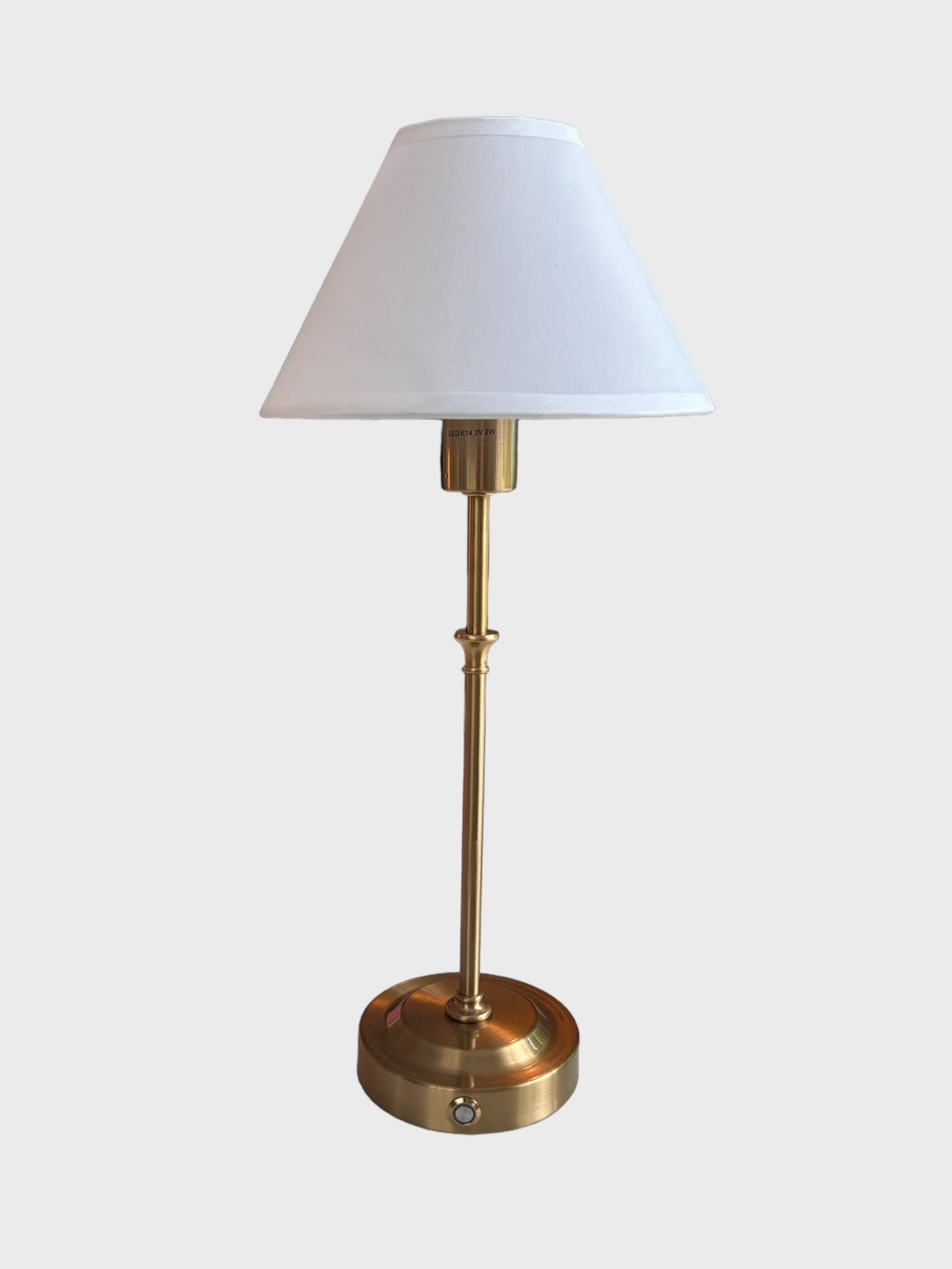 Rechargeable Brass Lamp with White Shade
