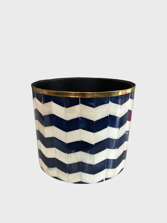 Bone-Inlay Planter - Blue