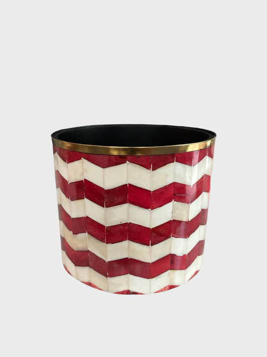 Bone-Inlay Planter - Red