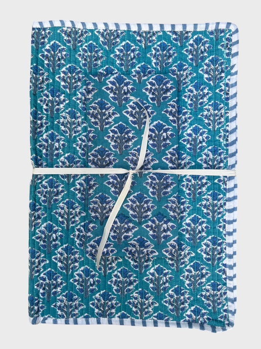 Forget-Me-Not Block Printed Placemat With Napkin