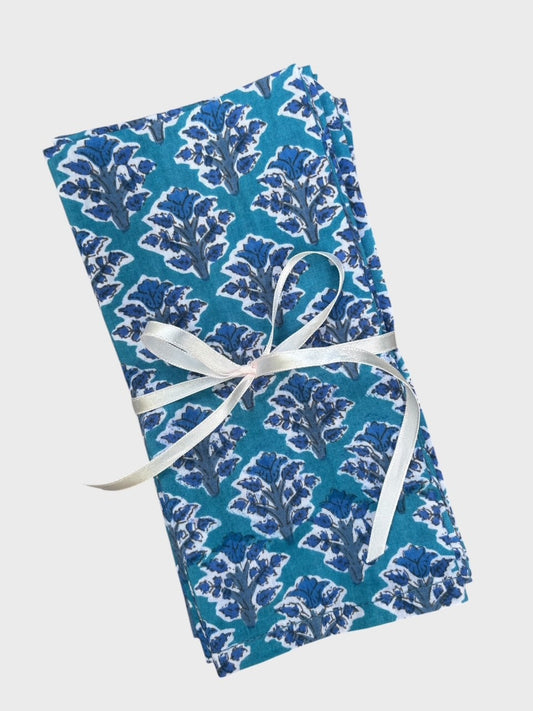 Forget-Me-Not Block Printed Napkins  - Set of 4