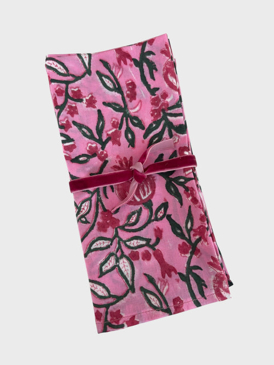 Pomegranate Block Printed Napkins  - Set of 4