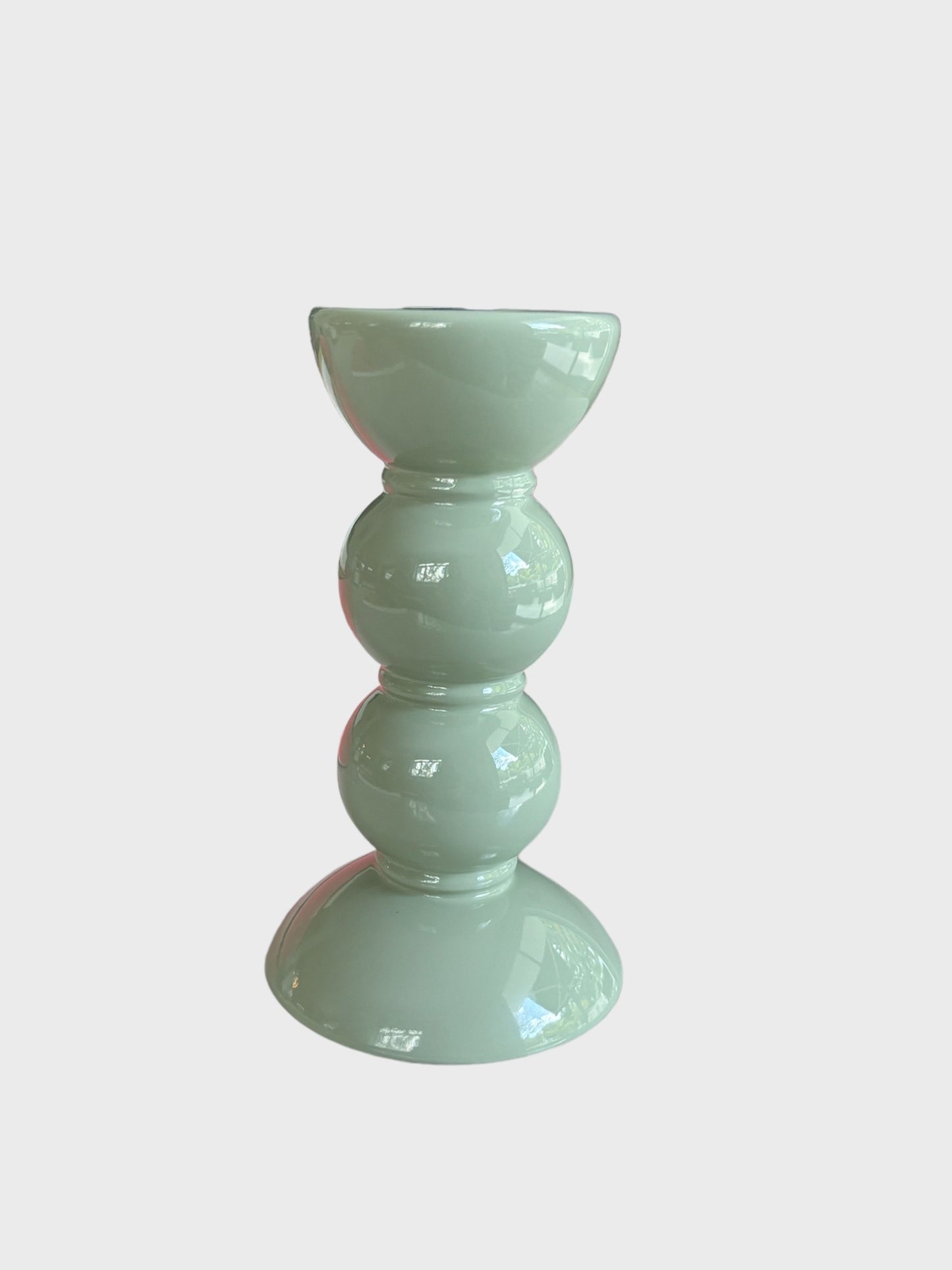 Bobbin Candlestick, 14cm - Sage