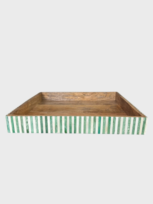 Large Bone Inlay Tray - Green