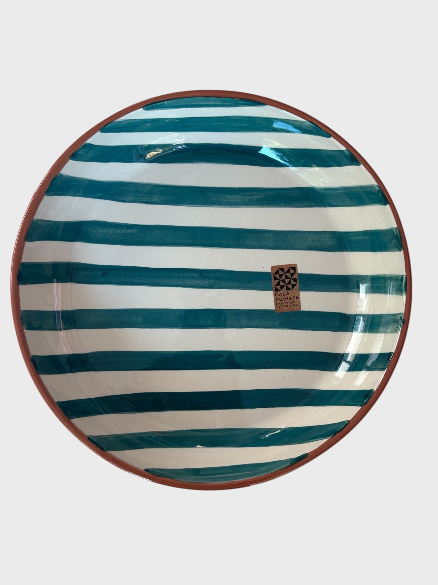 large teal striped platter from Casa Cubista