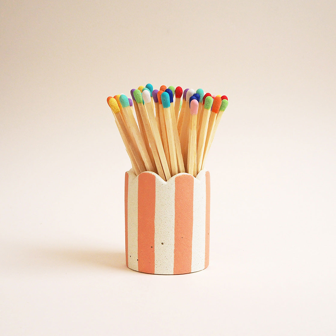 Striped Matchstick Pots with Coloured Matches