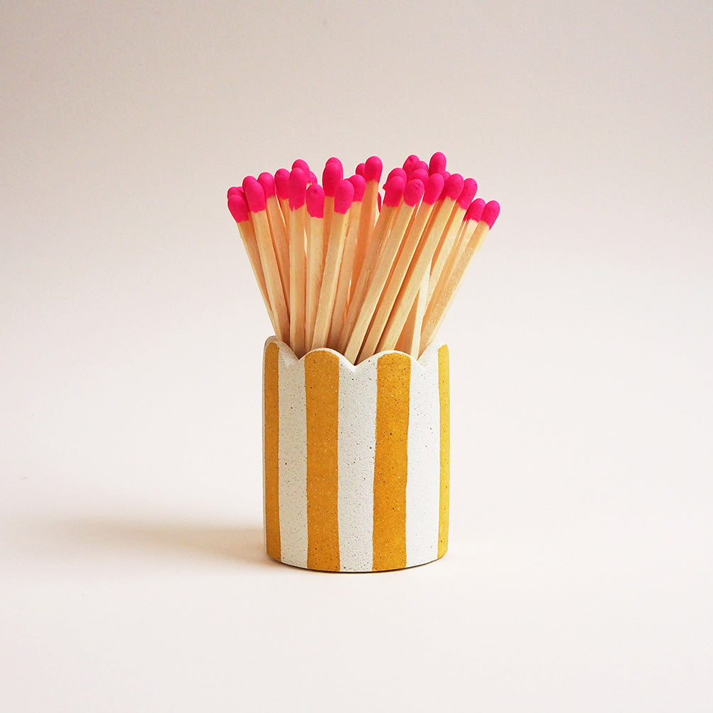 Striped Matchstick Pots with Coloured Matches