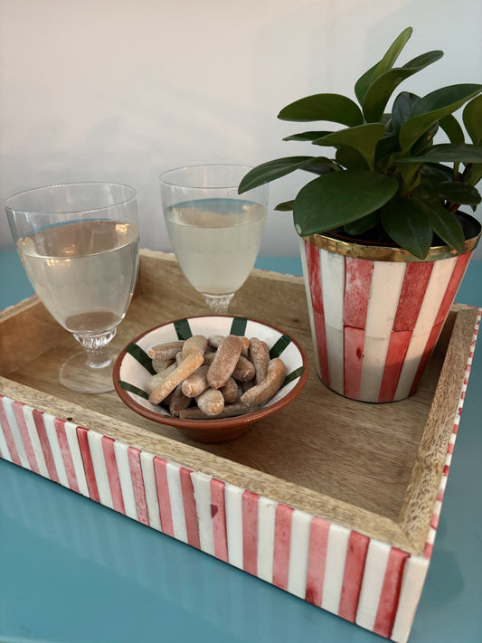 Medium Bone Inlay Tray - Red