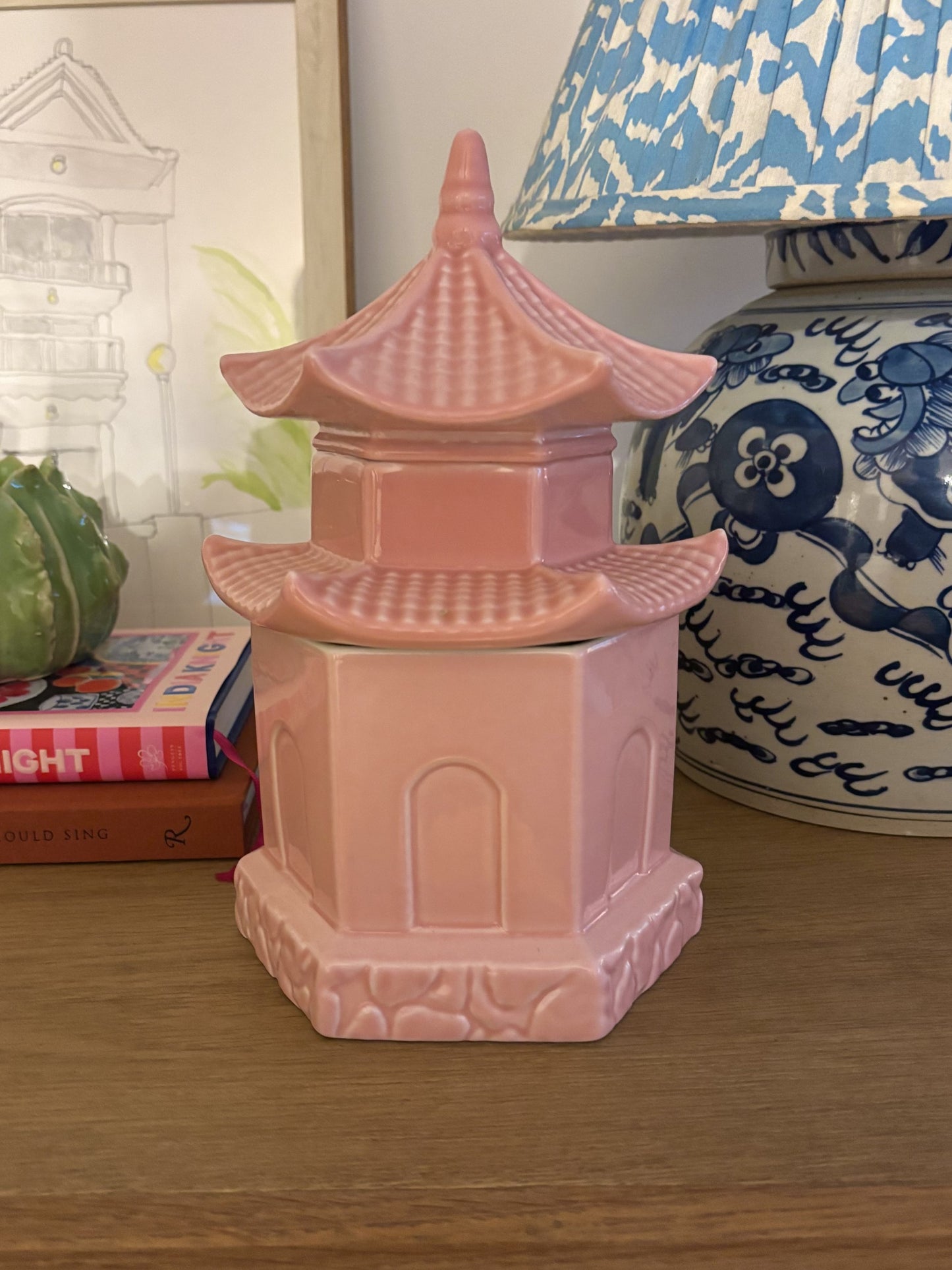 Pagoda Storage Jar - Pink