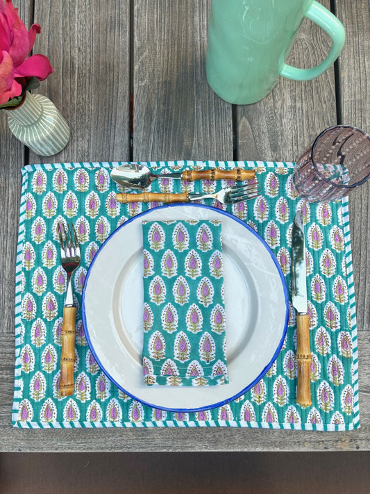 Calypso Block Printed Placemats  - Set of 4