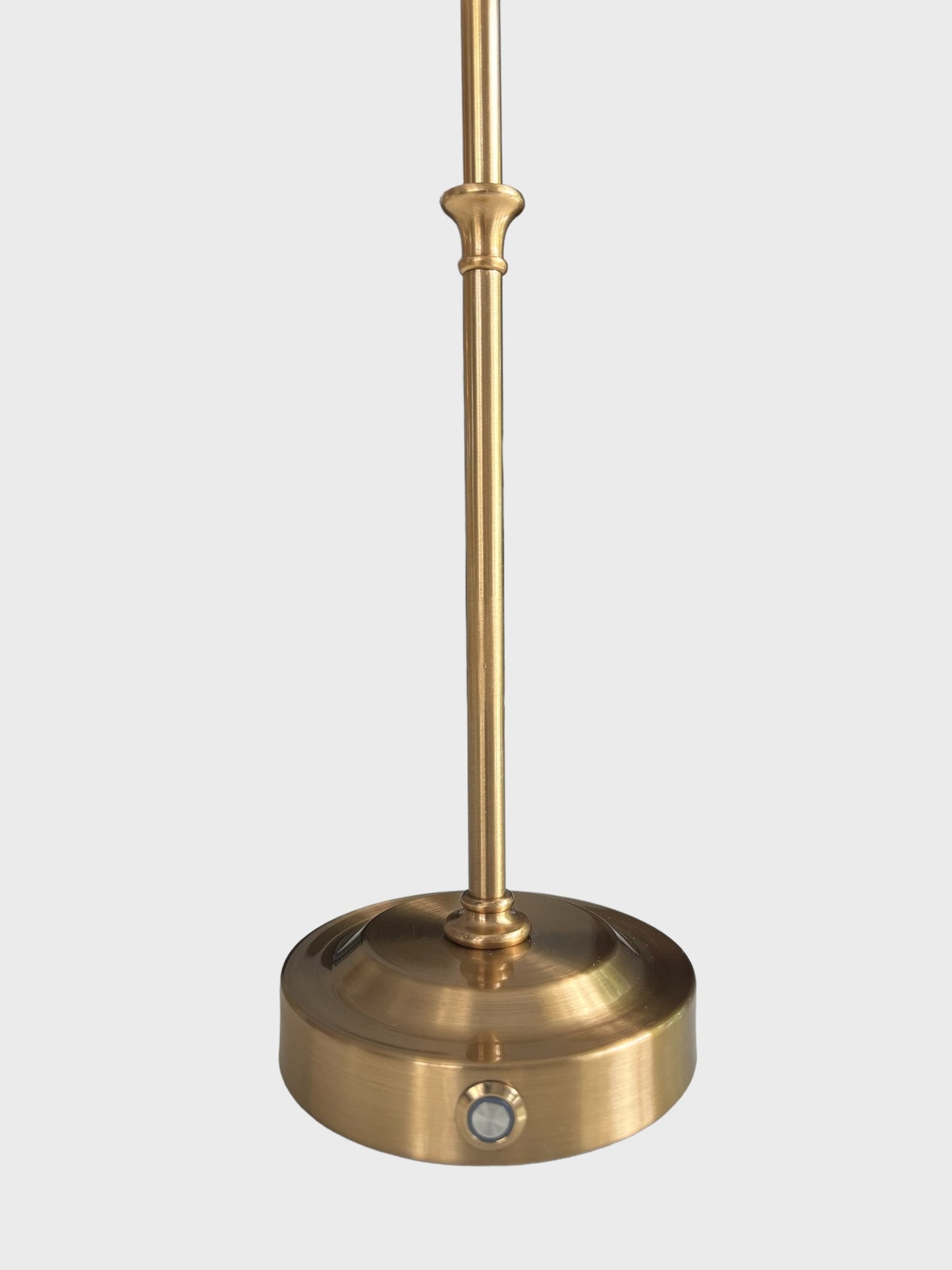 brass finish lamp base for a rechargeable lamp with a dimmer switch