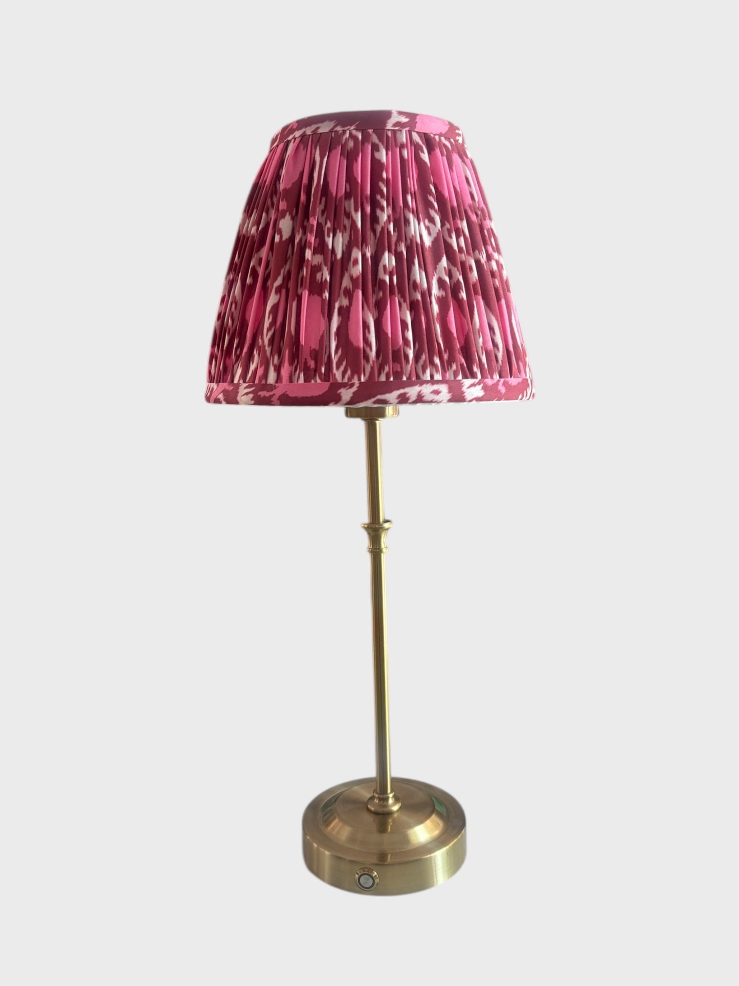 Rechargeable Table Lamp With Pleated RaspberryShade