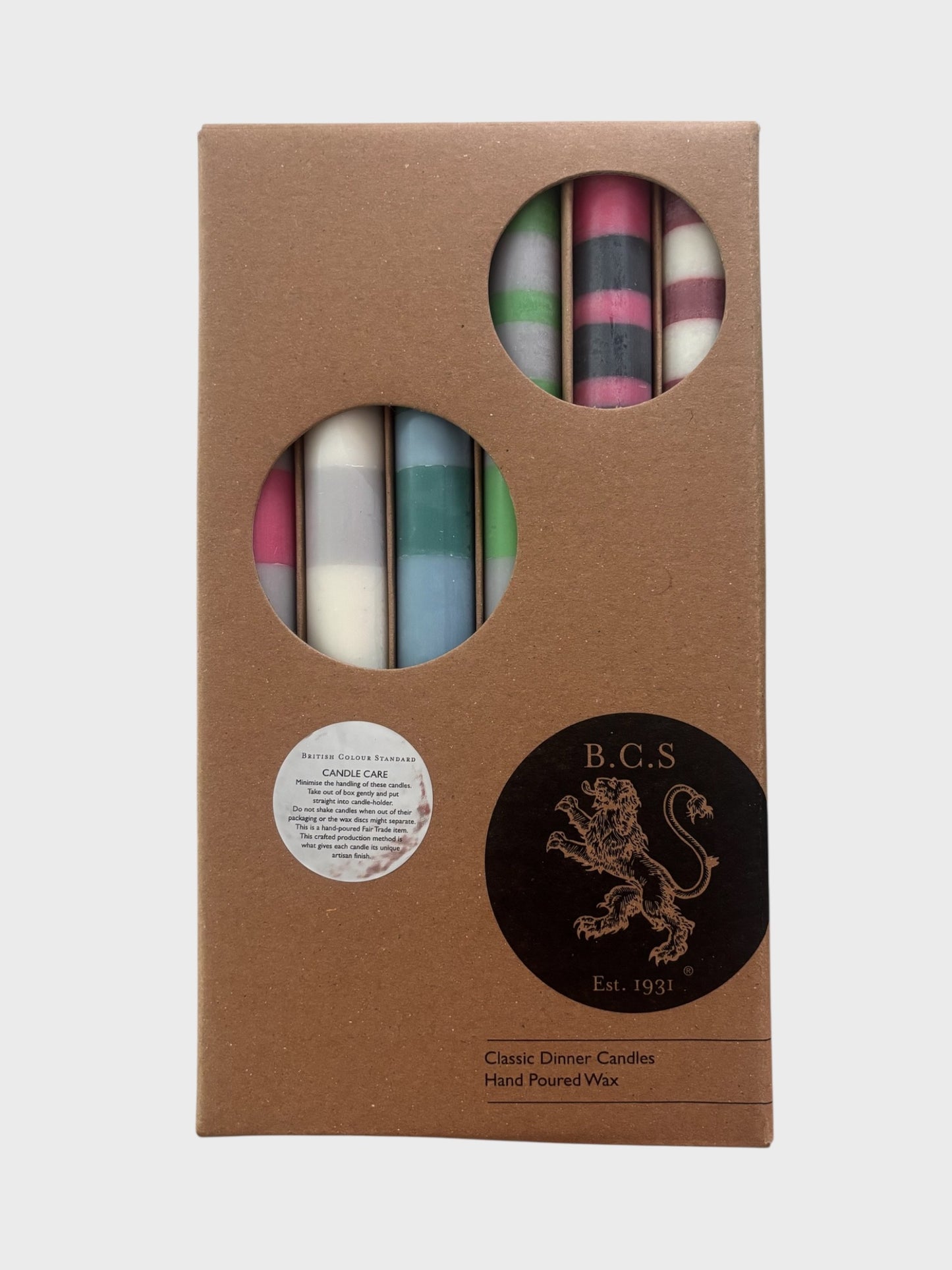 Classic Striped Dinner Candles (Mixed)- 6 Pack