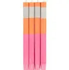 Classic Striped Dinner Candles 4 Pack - Neyron, Orange Flame & Willow Grey