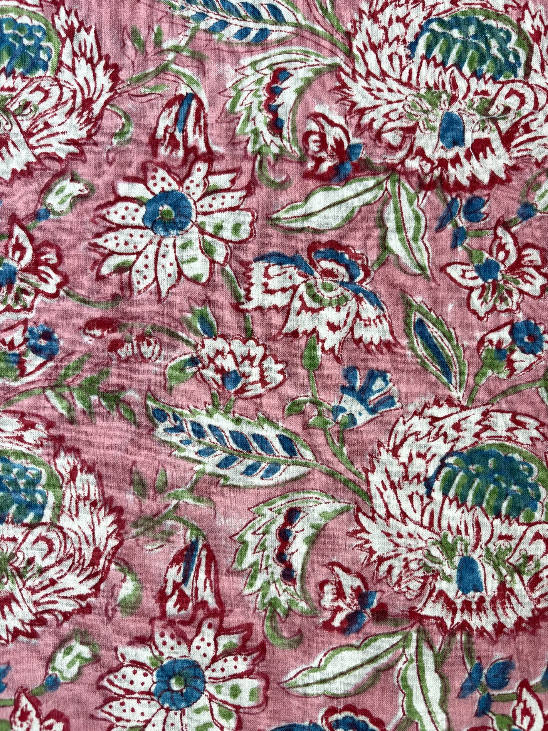 Floral patterned fabric with pink background