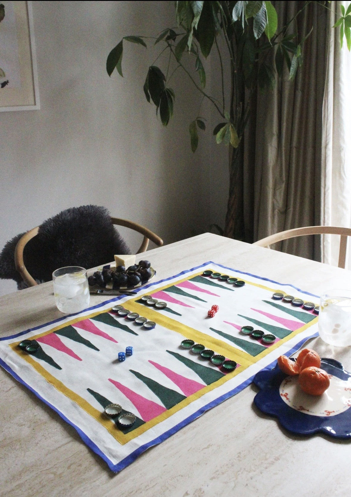 Backgammon Tea Towel - 100% Linen