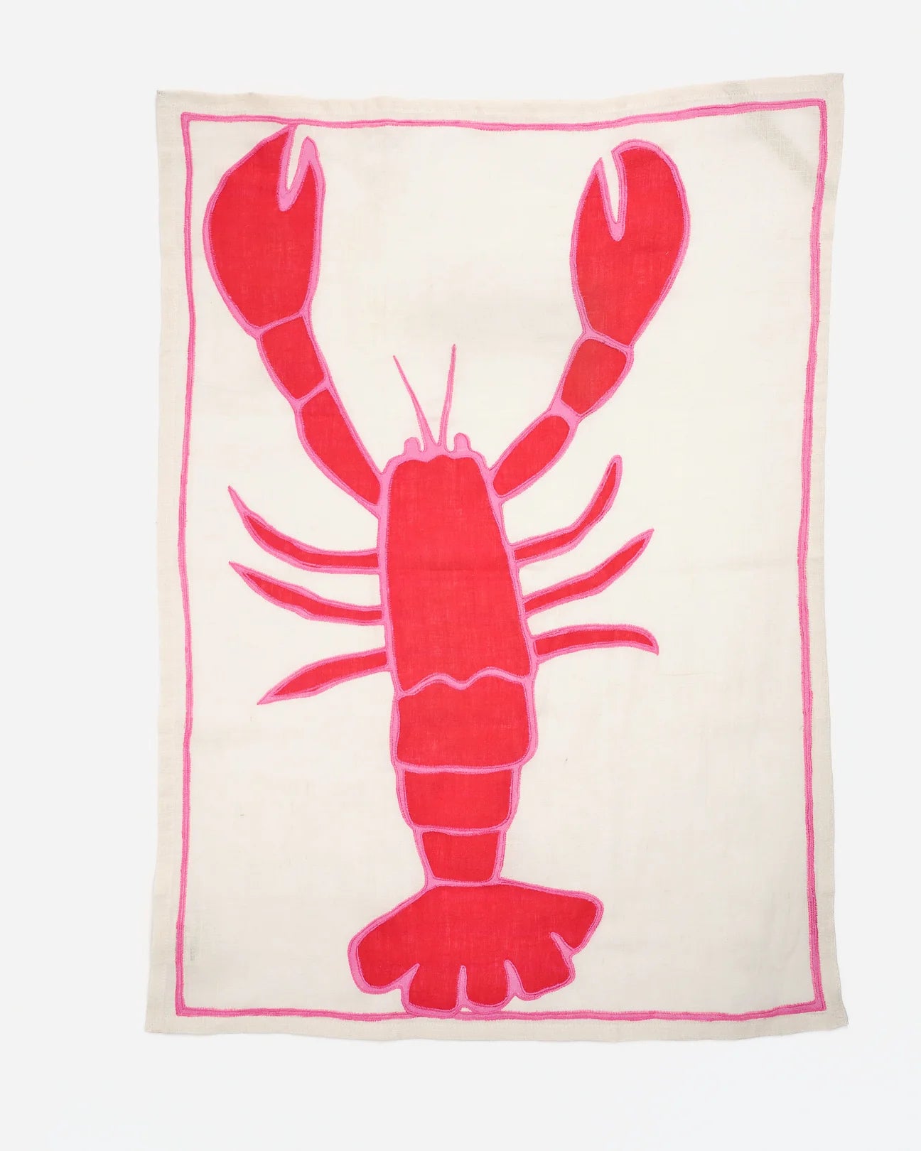 Lobster Embroidered Tea Towel - 100% Linen