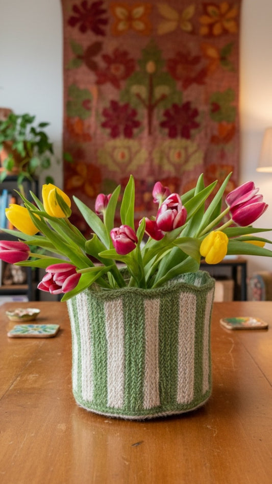 Jute Tulip Basket - Jade