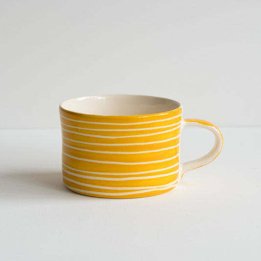 Wide Mug, Sgraffito - Yellow