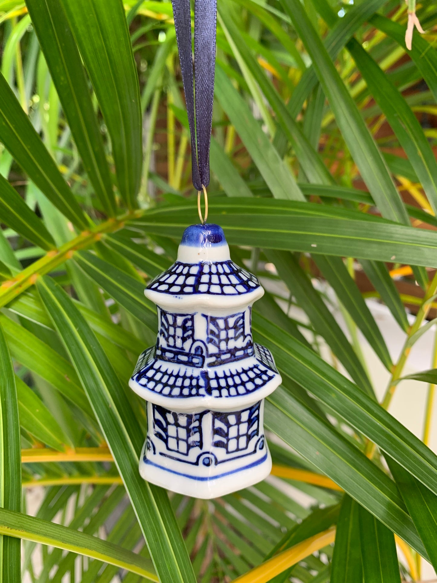 Mini Blue and White Hanging Ornaments - Set of 6
