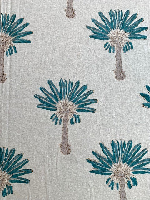 palm tree block printed tablecloth