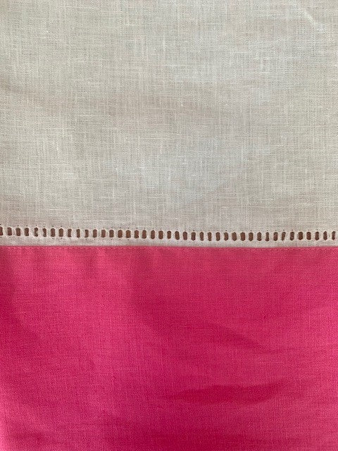 Linen Tablecloth with Pink Border